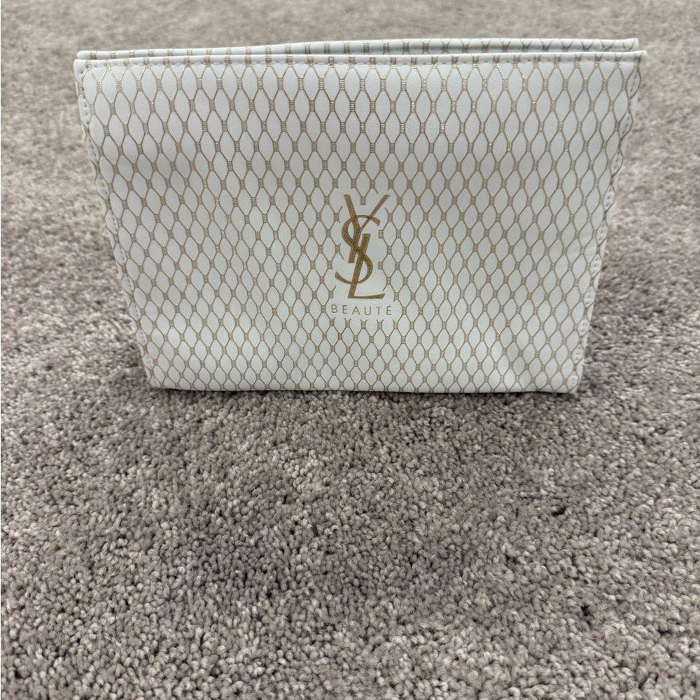 Yves Saint Laurent White and Gold Pouch